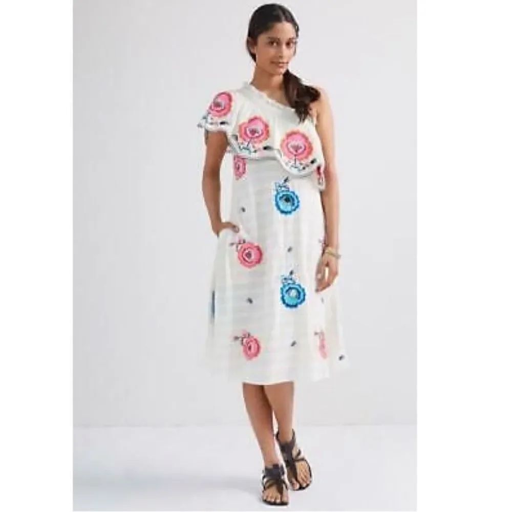 Plenty by Tracy Reese Embroidered One-Shoulder Maxi Dress
